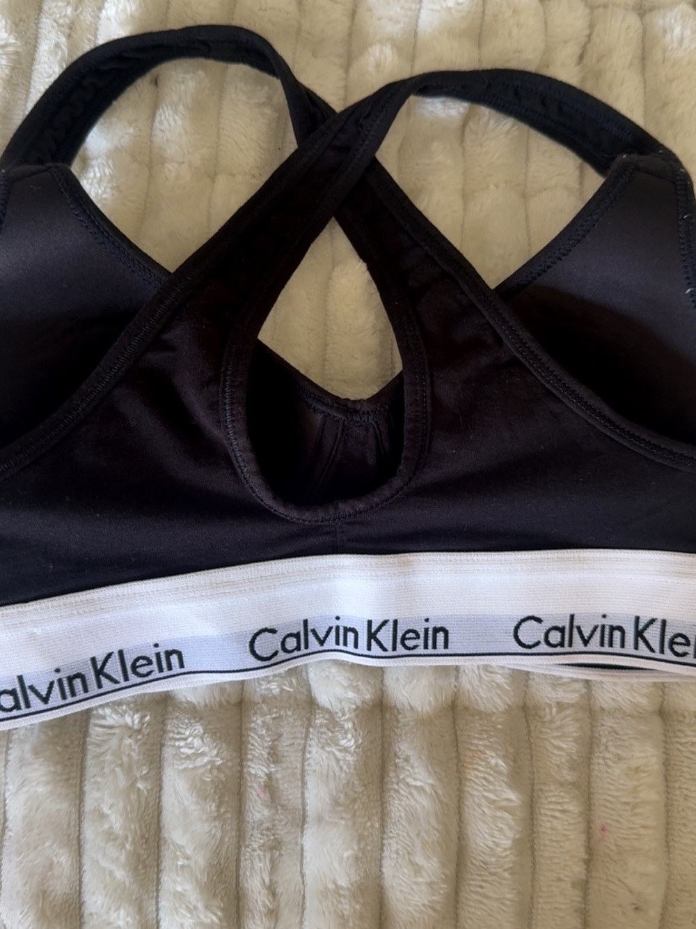 Calvin Klein Black Bralette/Sports Bra with White Logo Band - Picture 6 of 9